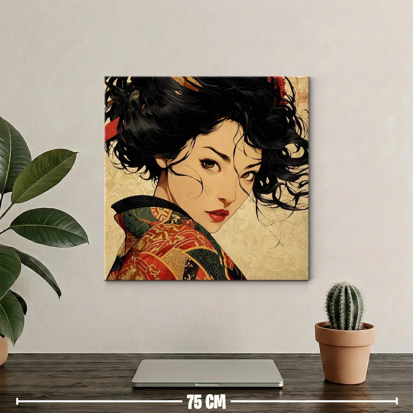 Retrato de mujer con kimono tradicional y mirada intensa — miniatura 2