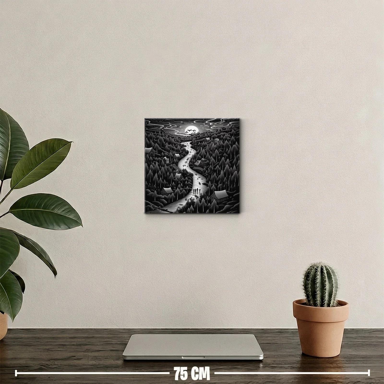 Paisaje nocturno con río y árboles bajo la luna llena — miniatura 2