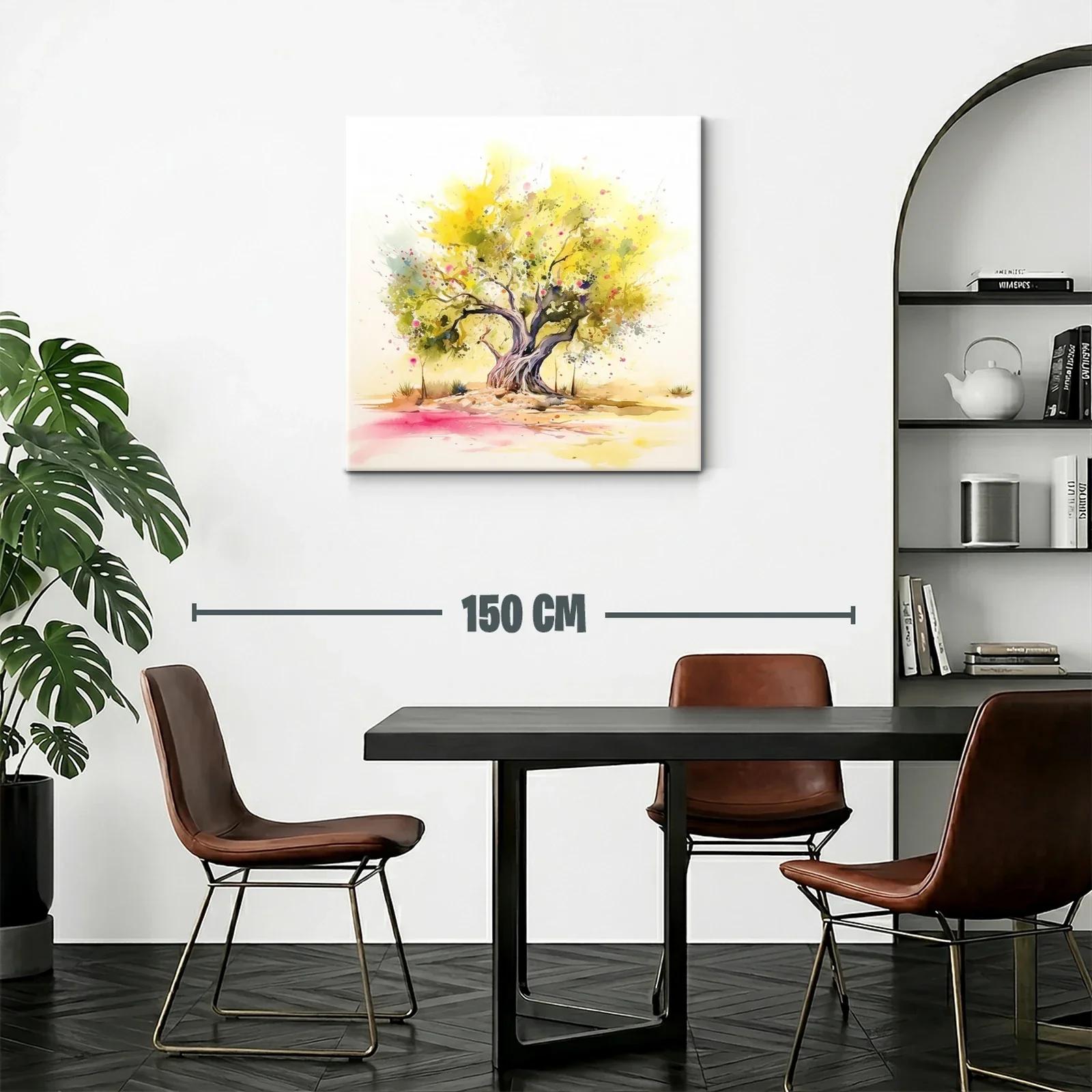 Árbol con follaje amarillo en acuarela vibrante — miniatura 2