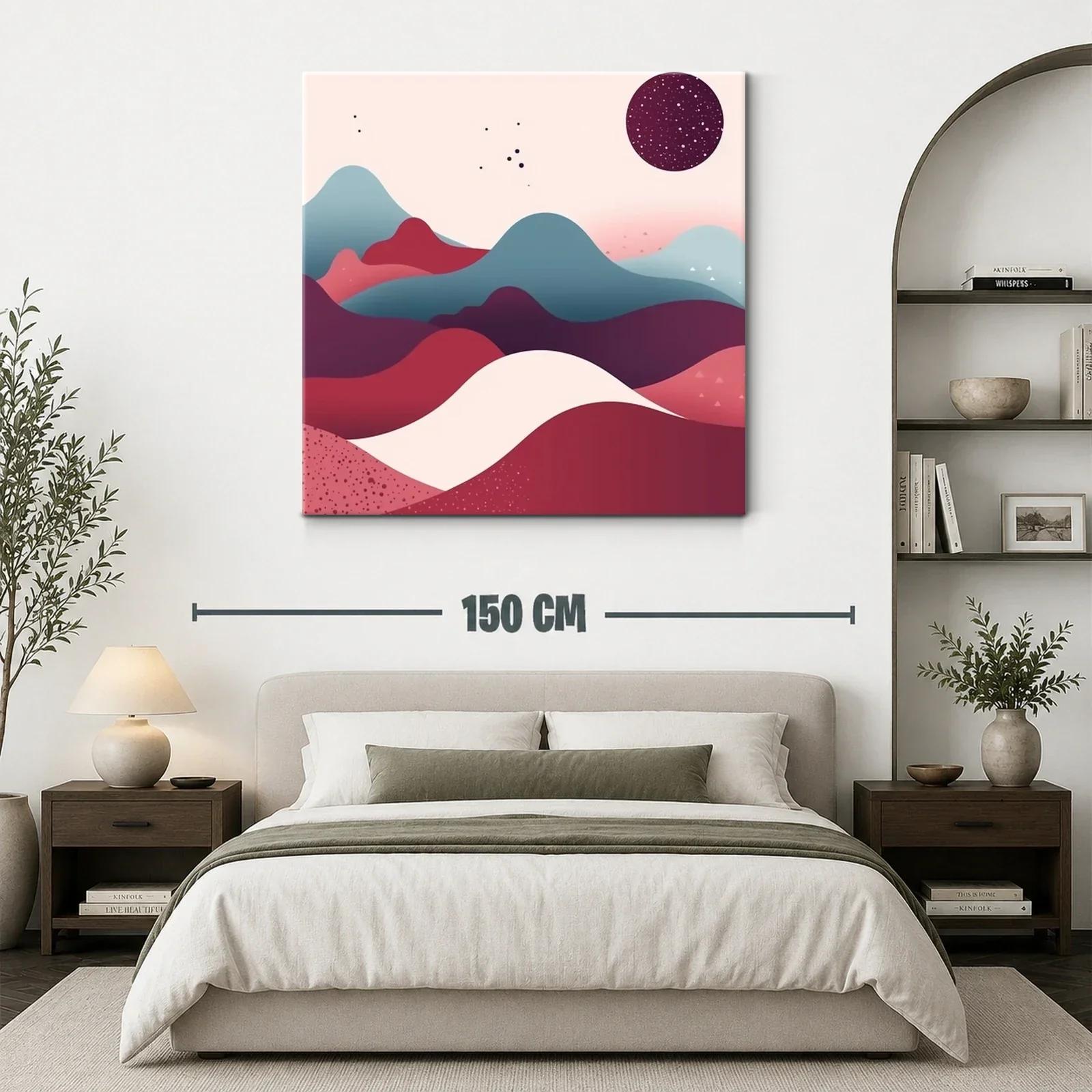 Paisaje abstracto en tonos cálidos y fríos con esfera estrellada — miniatura 3