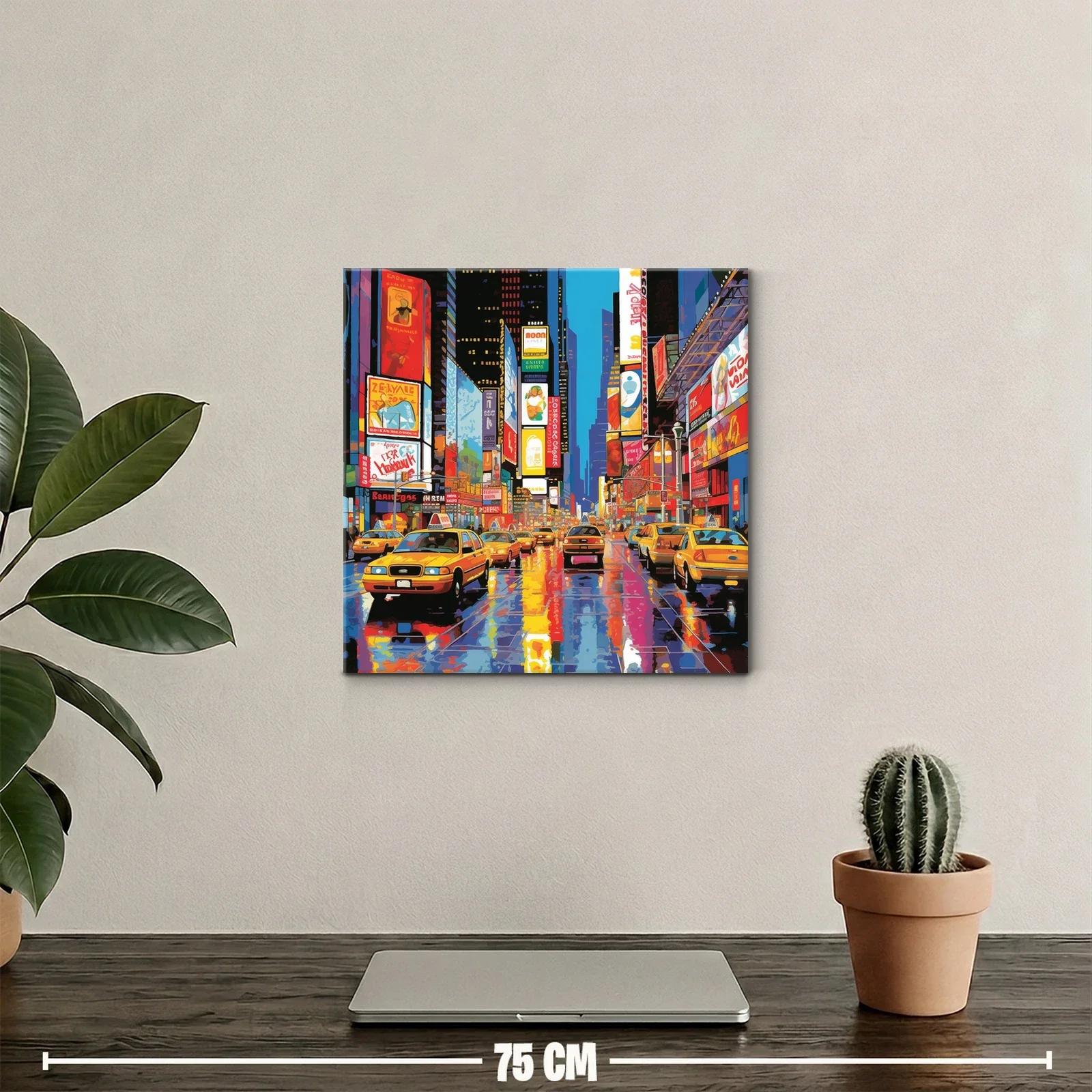 Atardecer vibrante en la ciudad llena de taxis amarillos — miniatura 2