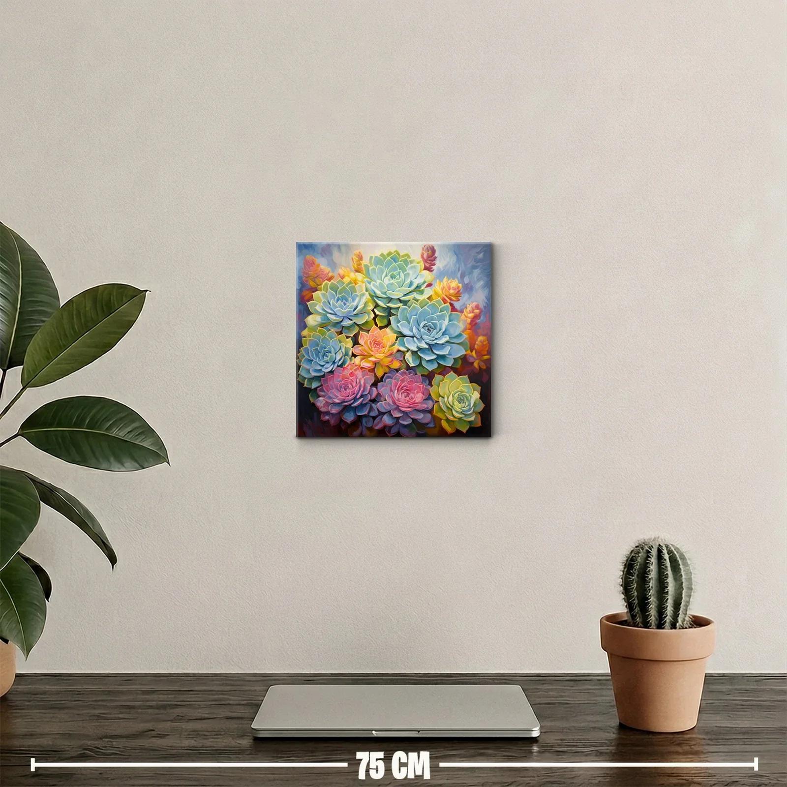 Cuadro decorativo con suculentas en tonos vibrantes — miniatura 2