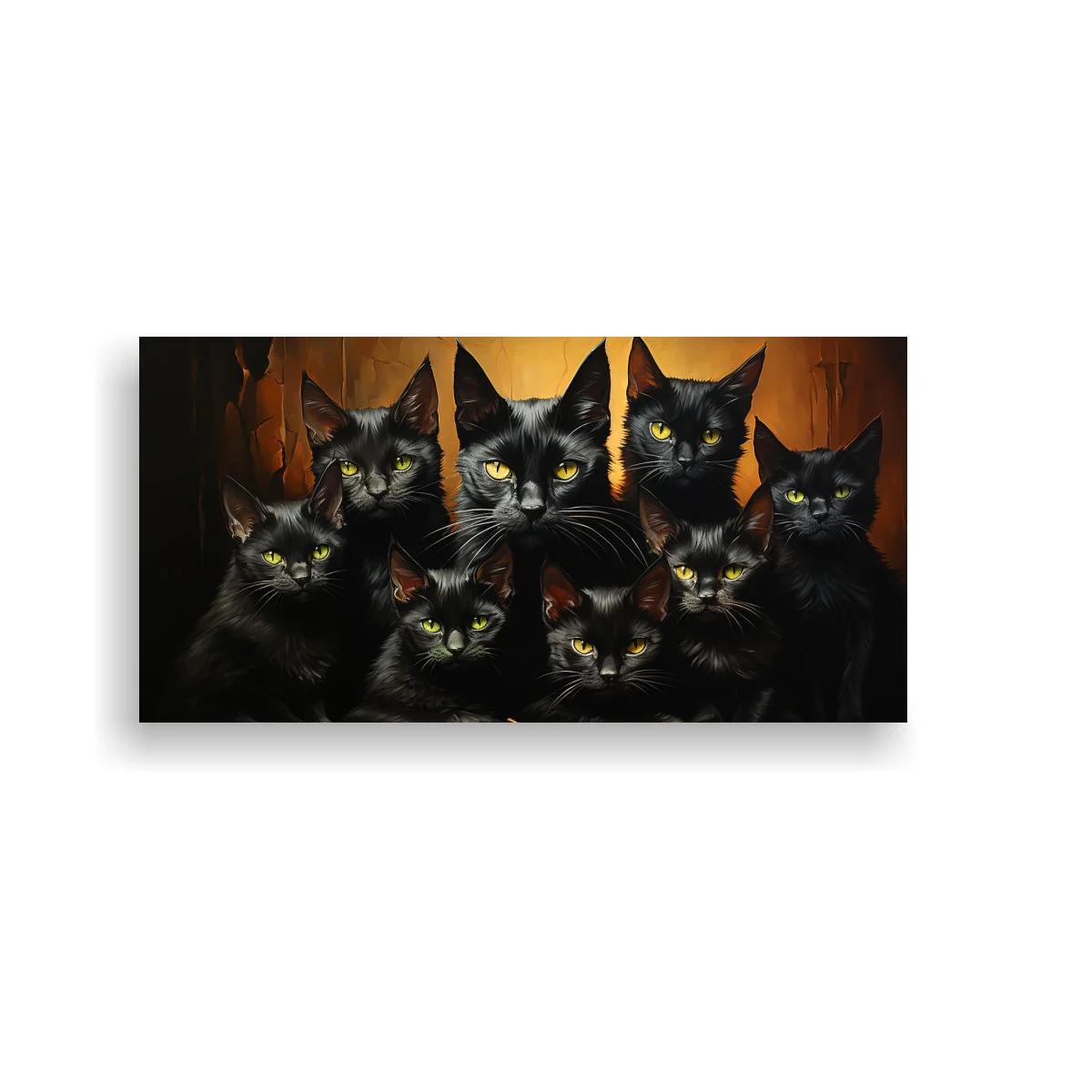 Cuadro grupo de gatos negros con bigotes blancos — imagen principal
