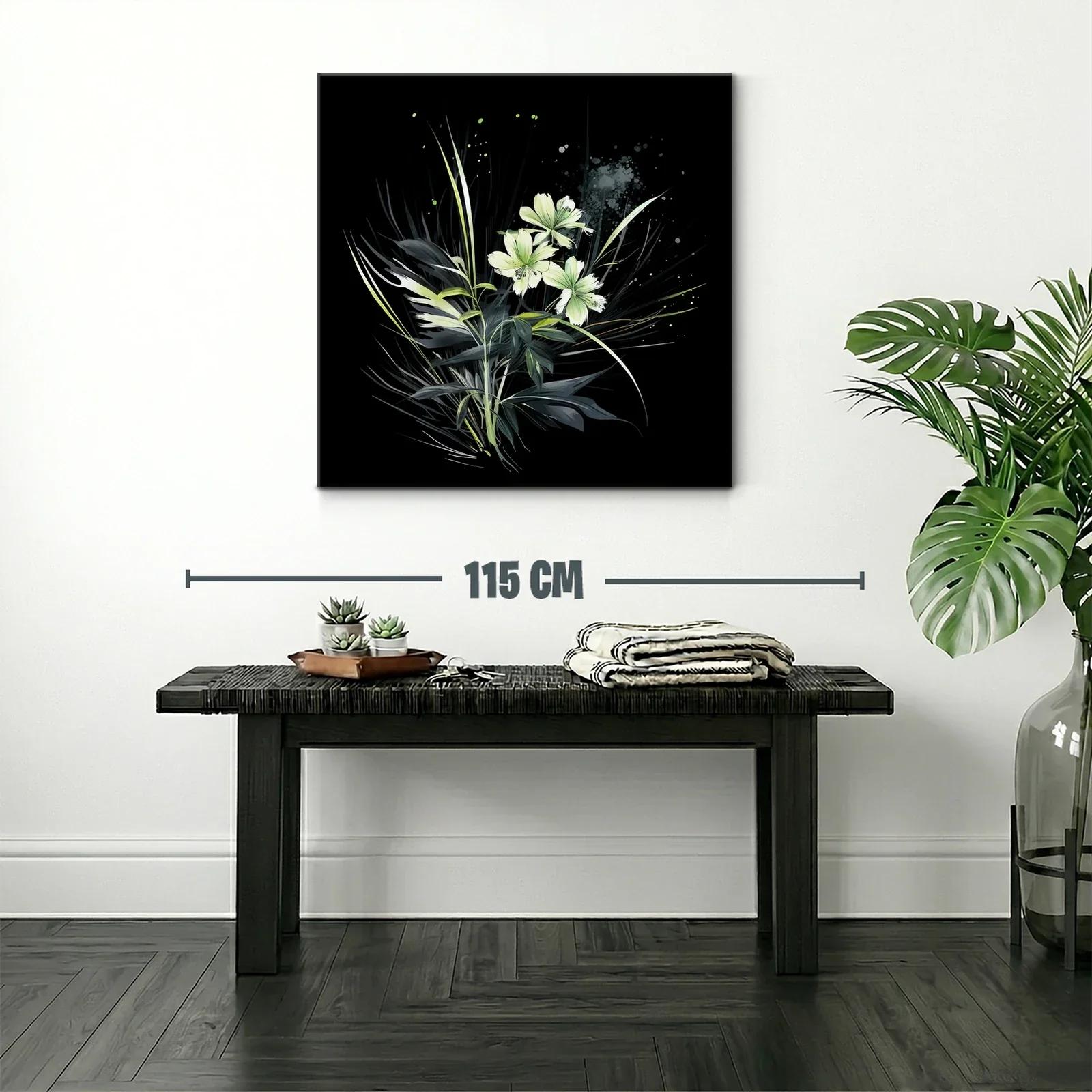 Elegancia natural con flores blancas sobre fondo negro — miniatura 2