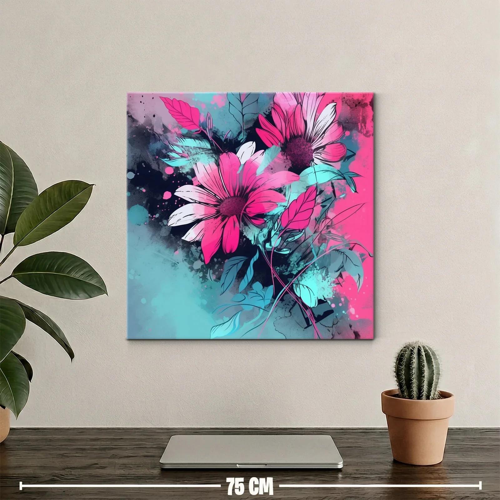 Flores vibrantes en tonos fucsia y azul turquesa — miniatura 2
