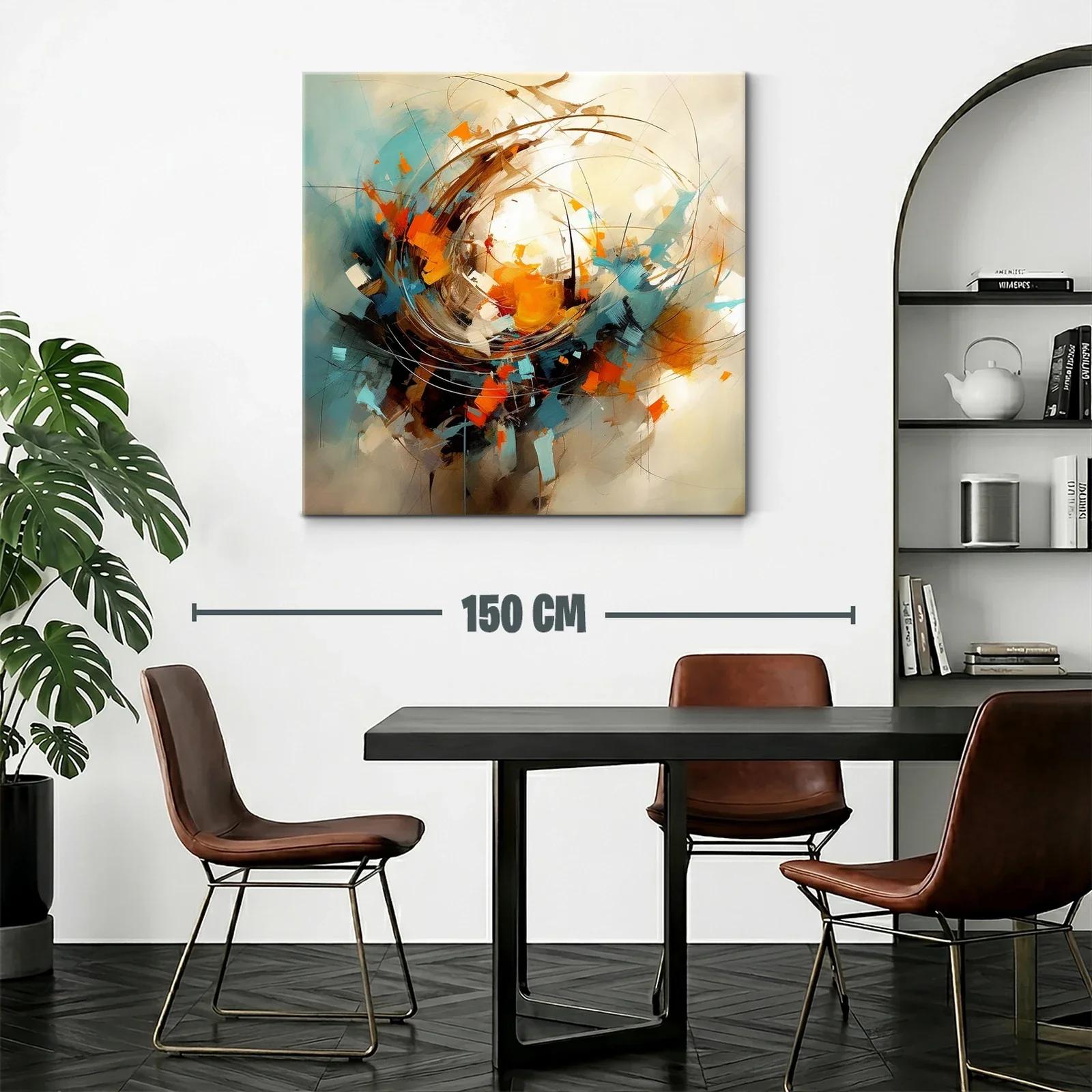 Cuadro abstracto con tonos cálidos y dinamismo vibrante — miniatura 2