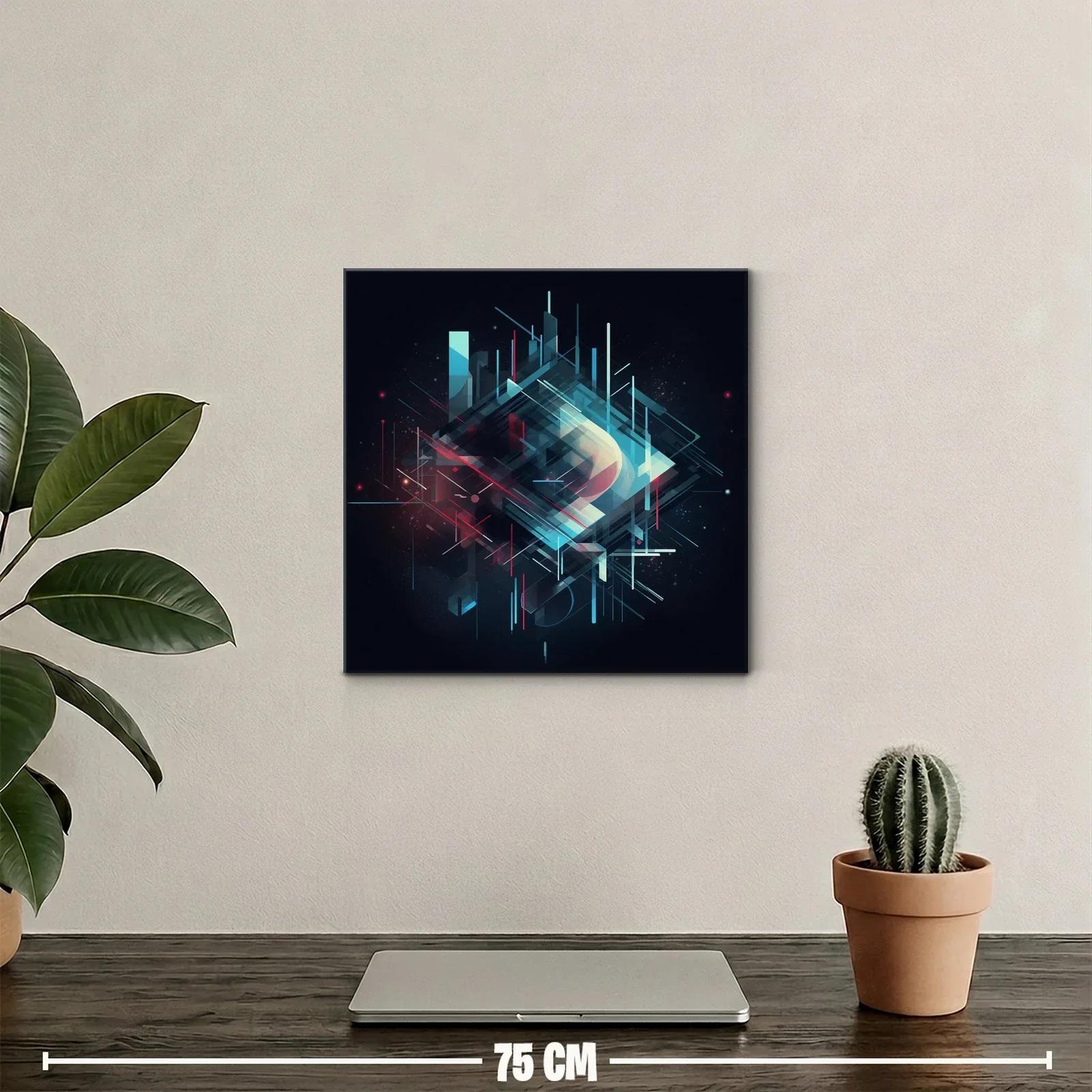 Cuadro abstracto con formas geométricas y contrastes luminosos — miniatura 2