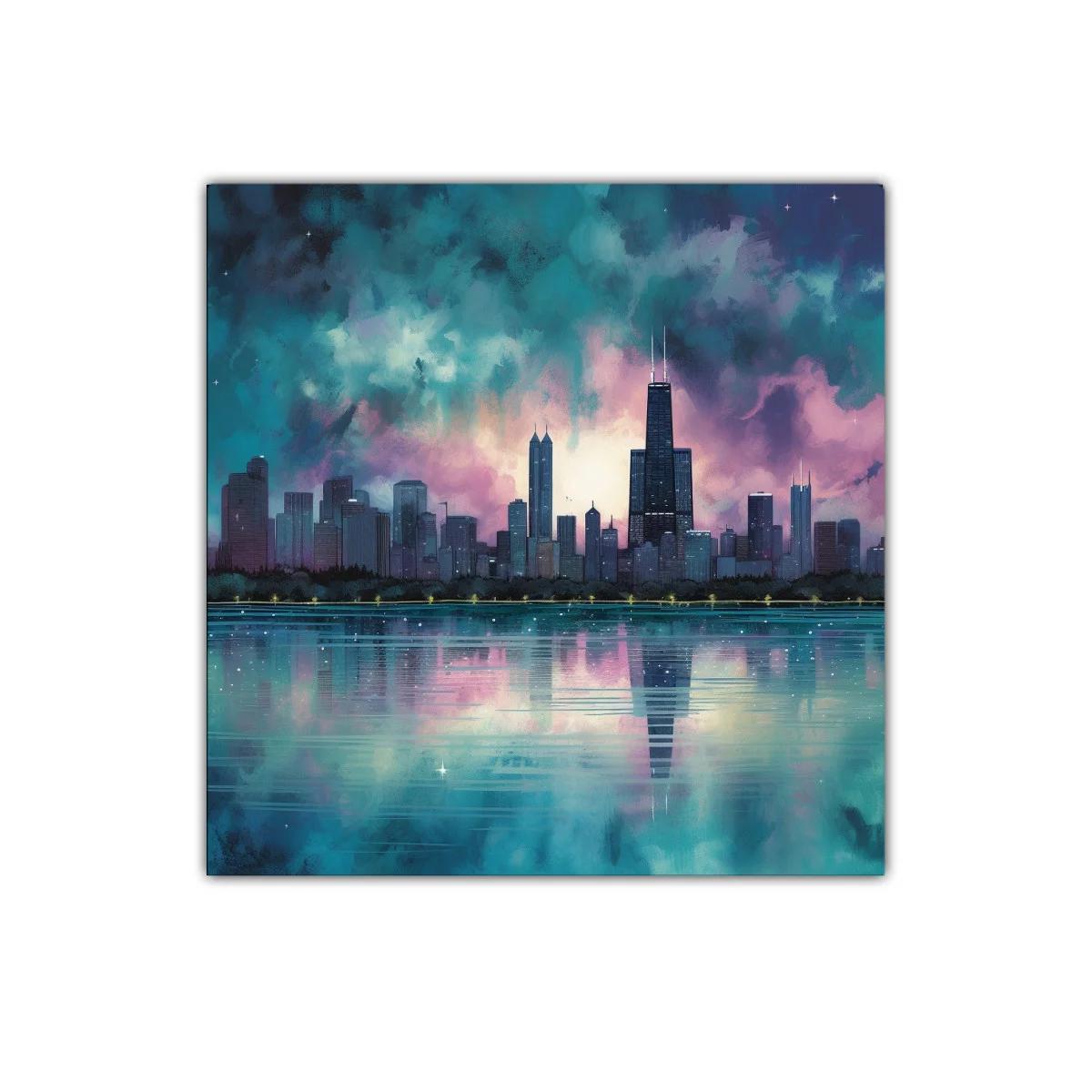 Paisaje urbano al atardecer con reflejos mágicos en el agua — imagen principal