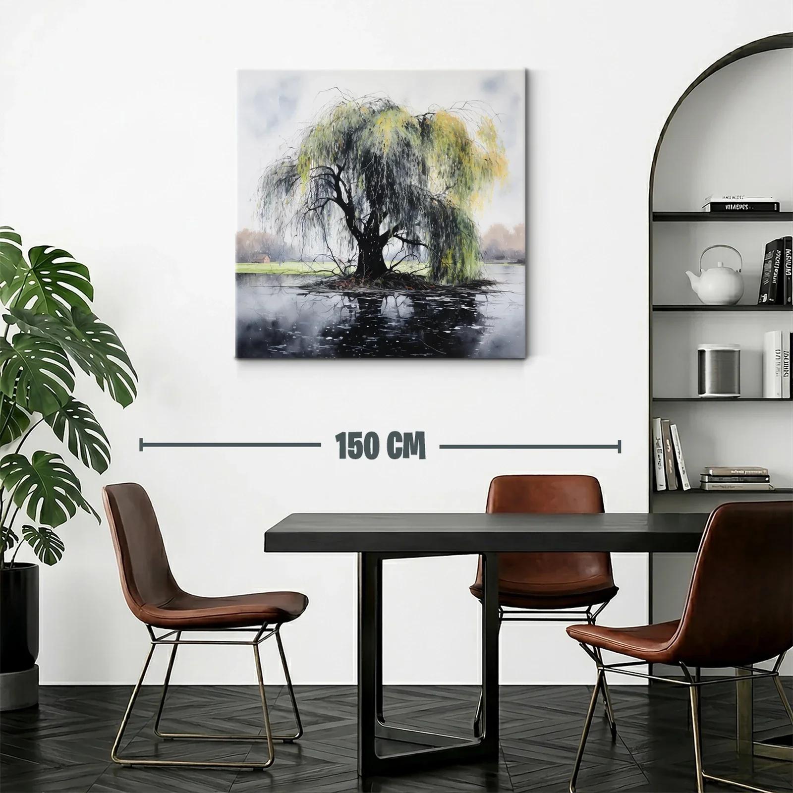 Árbol de Sauce Sobre Isla Reflejado en Lago — miniatura 2