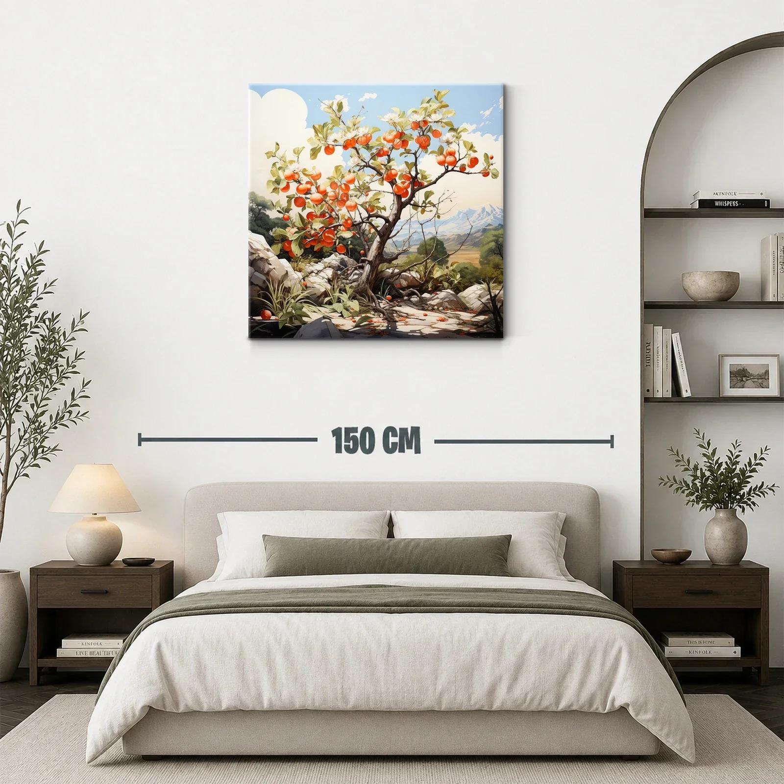 Árbol frutal en paisaje natural con tonos cálidos y cielo azul — miniatura 3