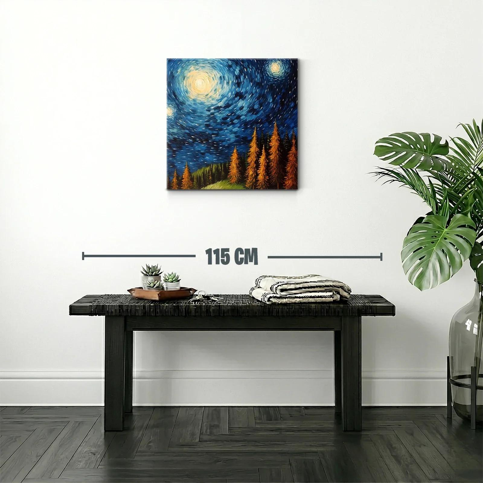 Cielo estrellado vibrante sobre bosque otoñal — miniatura 2