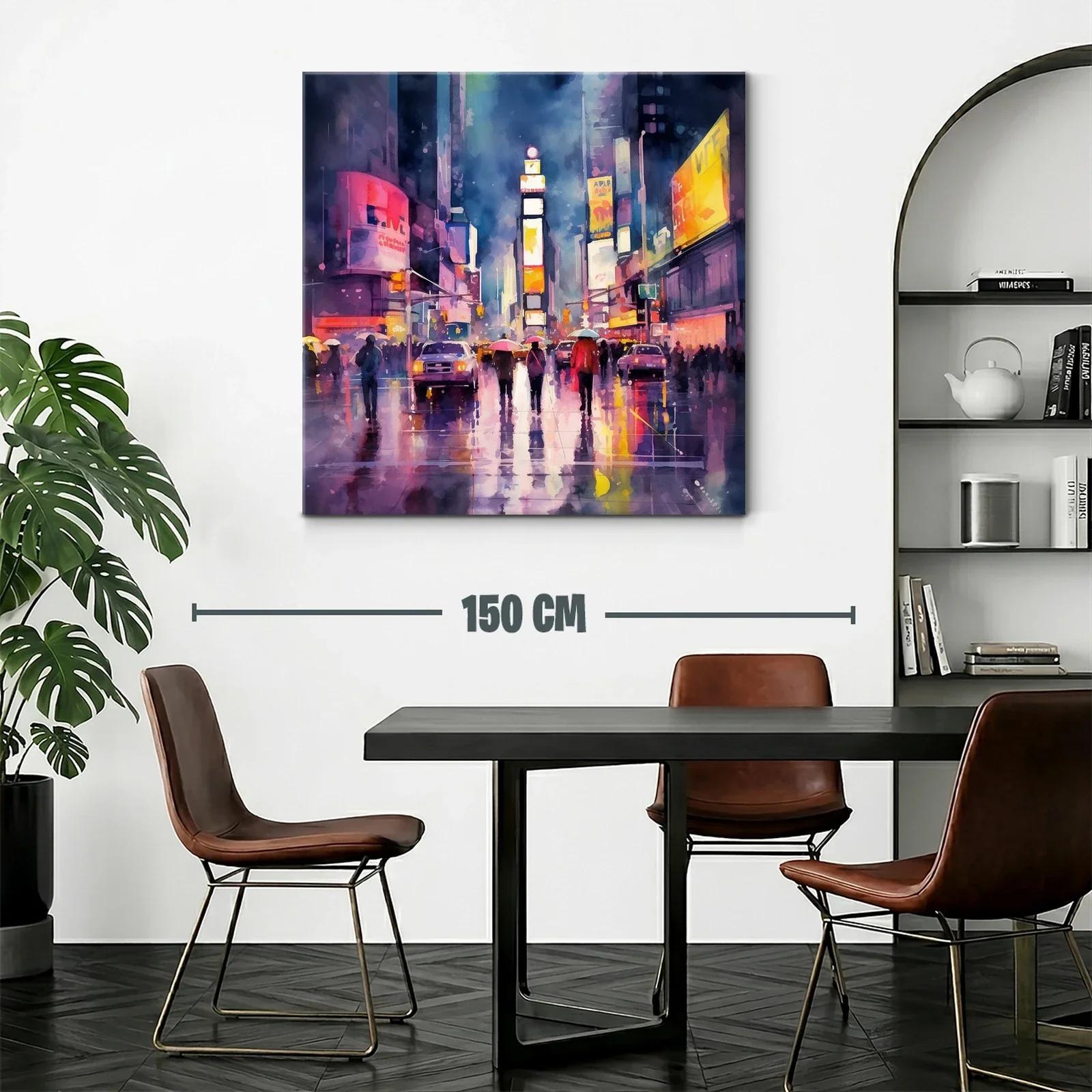 Atardecer lluvioso en ciudad moderna con luces vibrantes — miniatura 2
