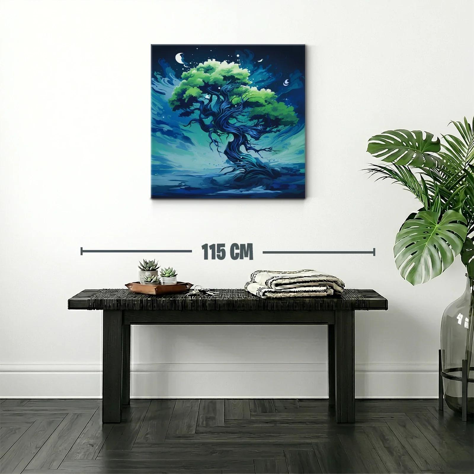 Árbol fantástico con tonos azulados y verdes vibrantes — miniatura 2