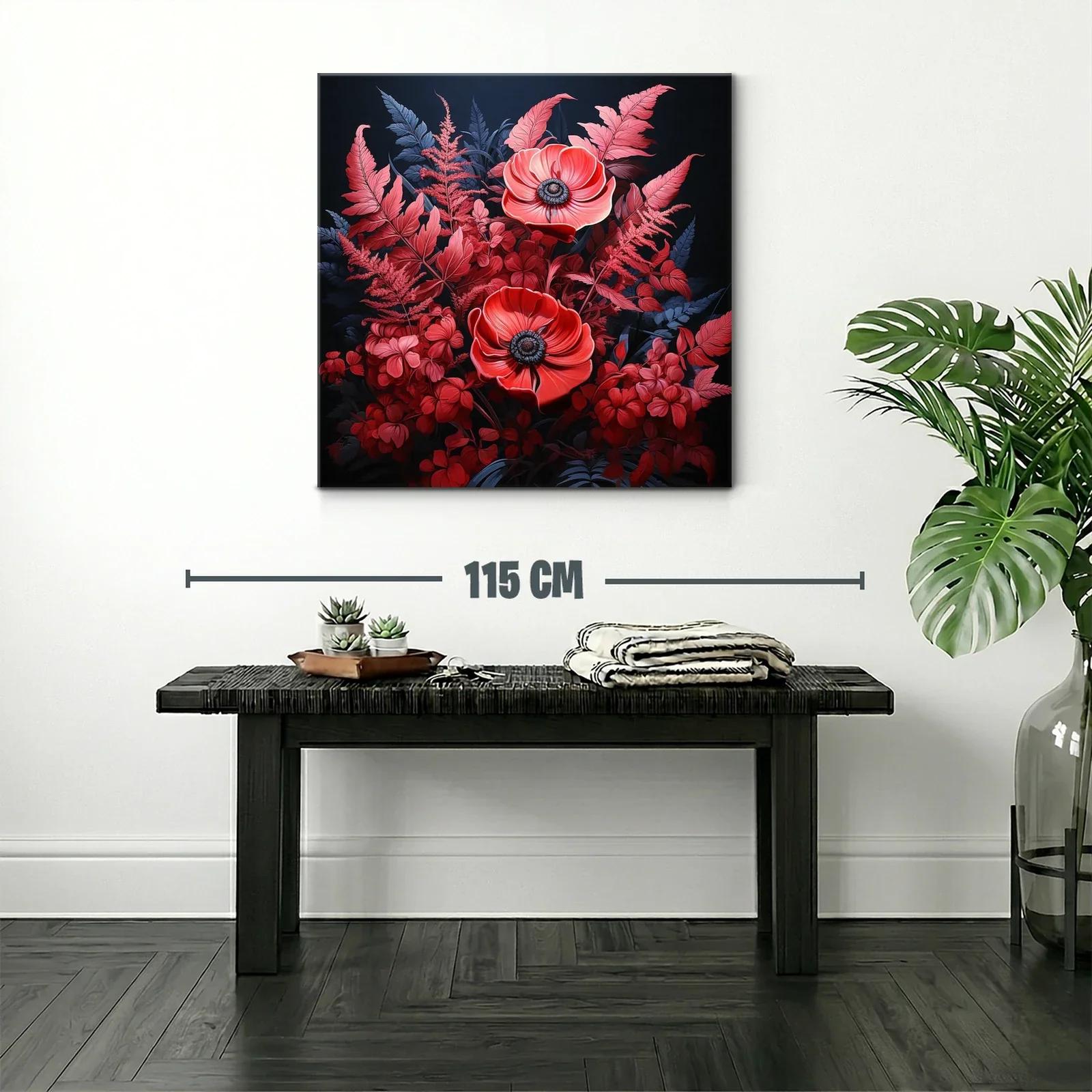 Elegante ramo floral en tonos rojos y azul oscuro — miniatura 2