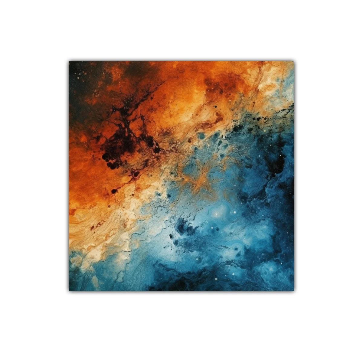 Cuadro abstracto en tonos cálidos y fríos contrastantes — imagen principal