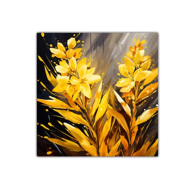Brillante Cuadro Floral en Tono Amarillo Luminoso