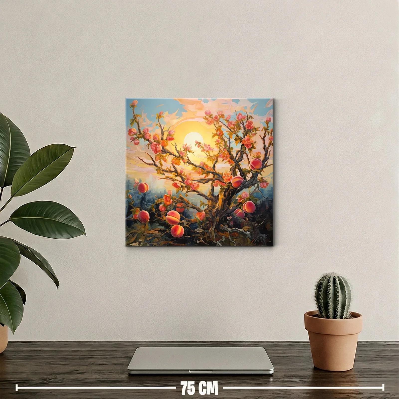 Árbol de duraznos en flor bajo la luz del atardecer — miniatura 2