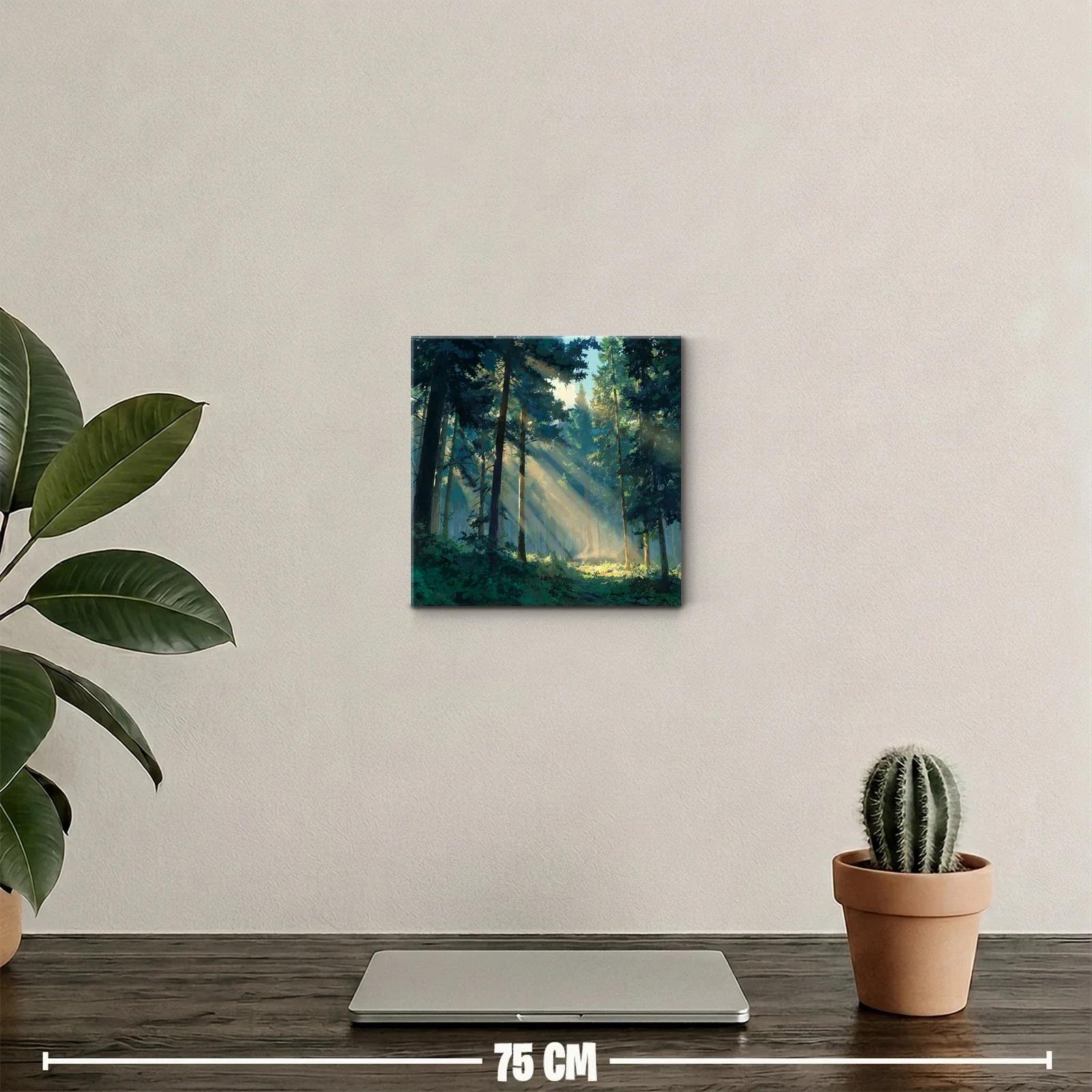 Bosque iluminado por rayos de sol entre árboles altos — miniatura 2