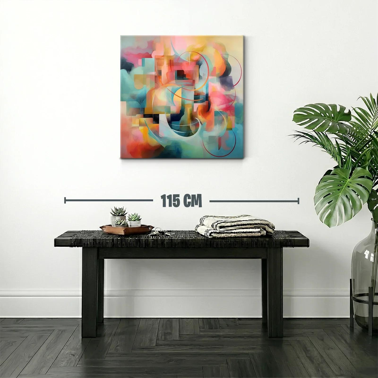 Composición abstracta con tonos cálidos y fríos entrelazados — miniatura 2