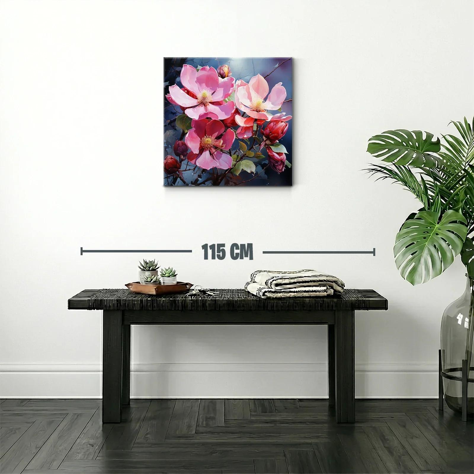 Flores rosas en contraste con fondo azul oscuro — miniatura 2