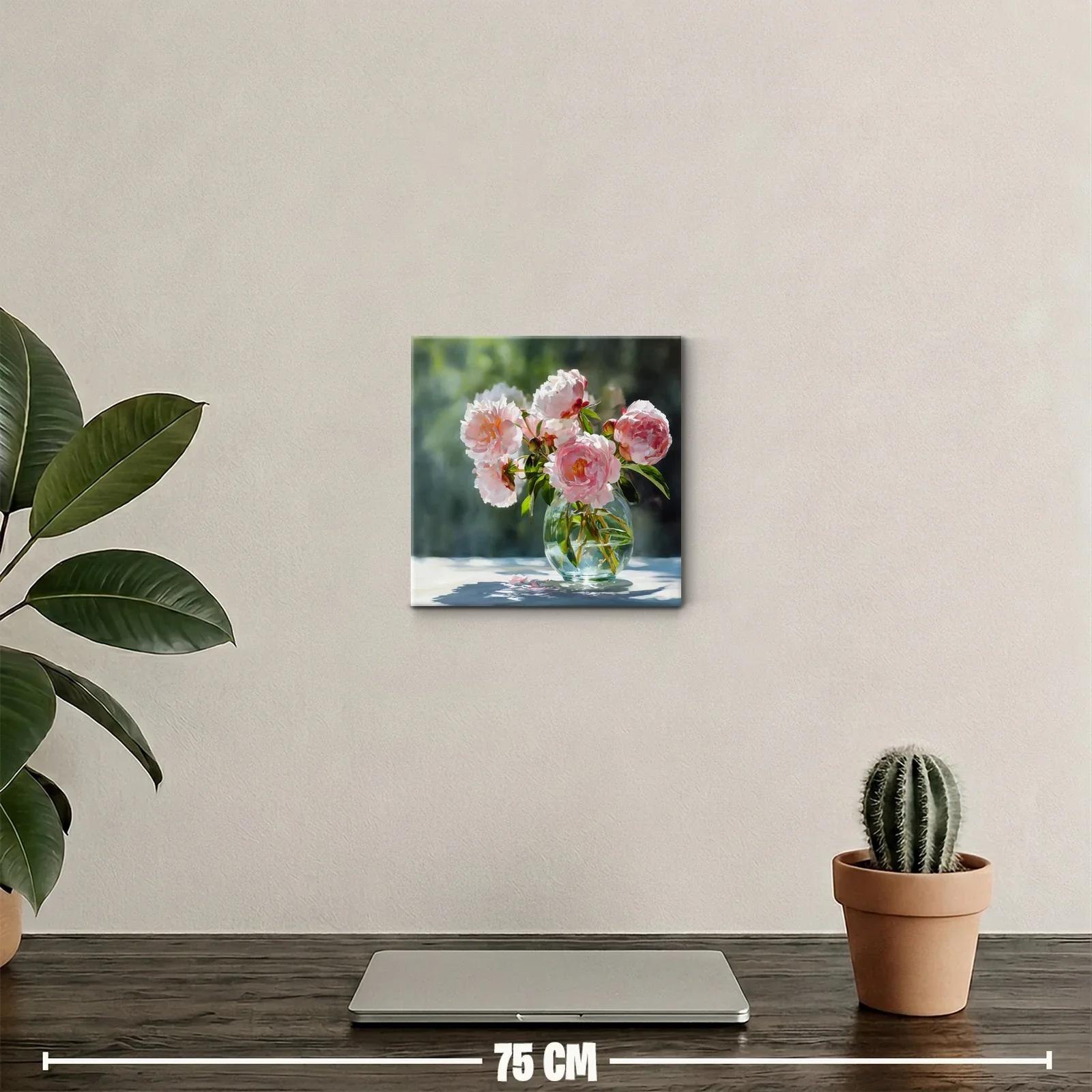 Elegancia natural con ramo de peonías en vidrio — miniatura 2