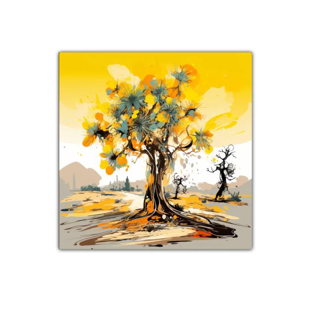 Árbol abstracto con tonos cálidos y vibrantes