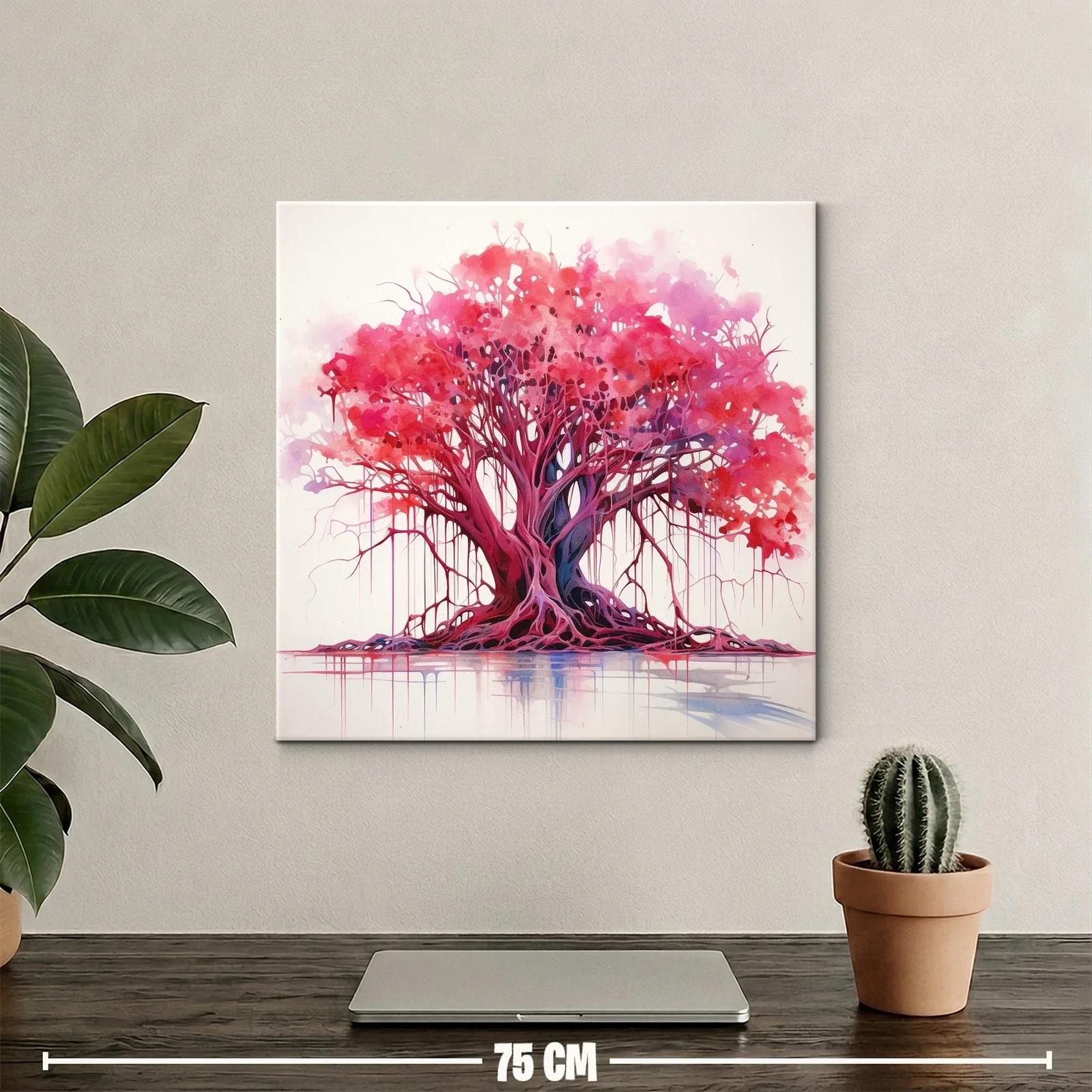 Árbol vibrante con tonos rojos y morados en composición fluida — miniatura 2