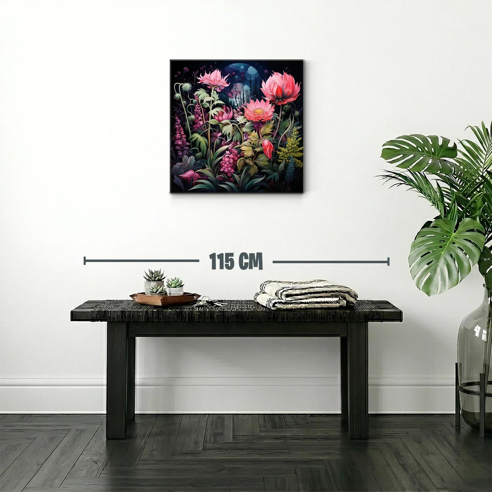 Flores vibrantes bajo un cielo nocturno misterioso — miniatura 2
