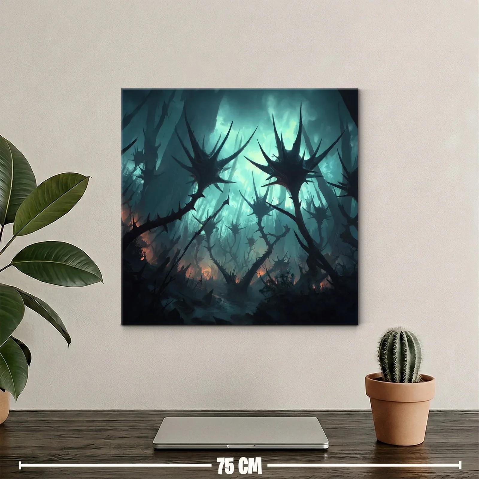Paisaje oscuro con formas espinosas y luz tenebrosa — miniatura 2