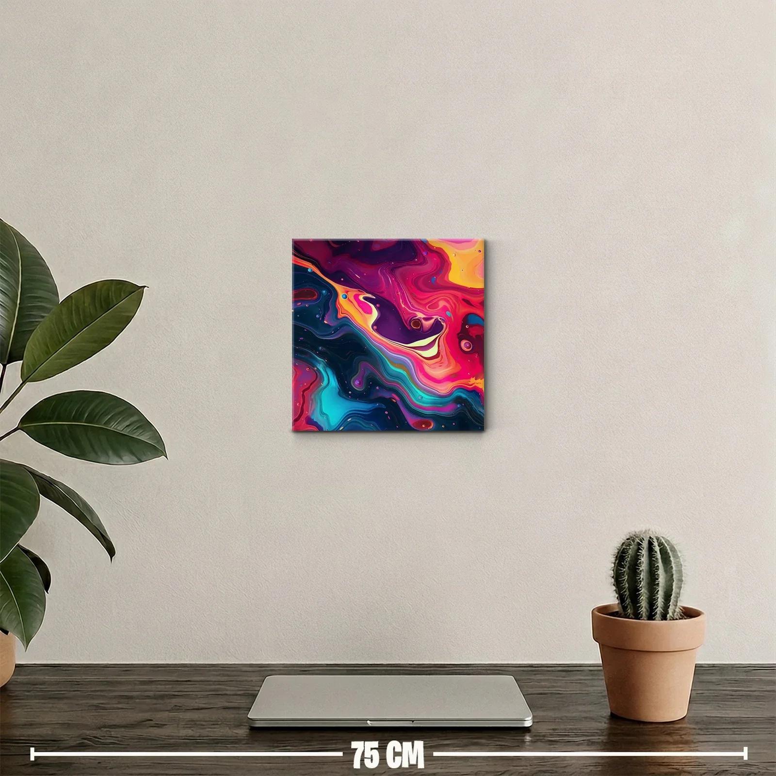 Cuadro abstracto con vibrantes ondas de color energético — miniatura 2