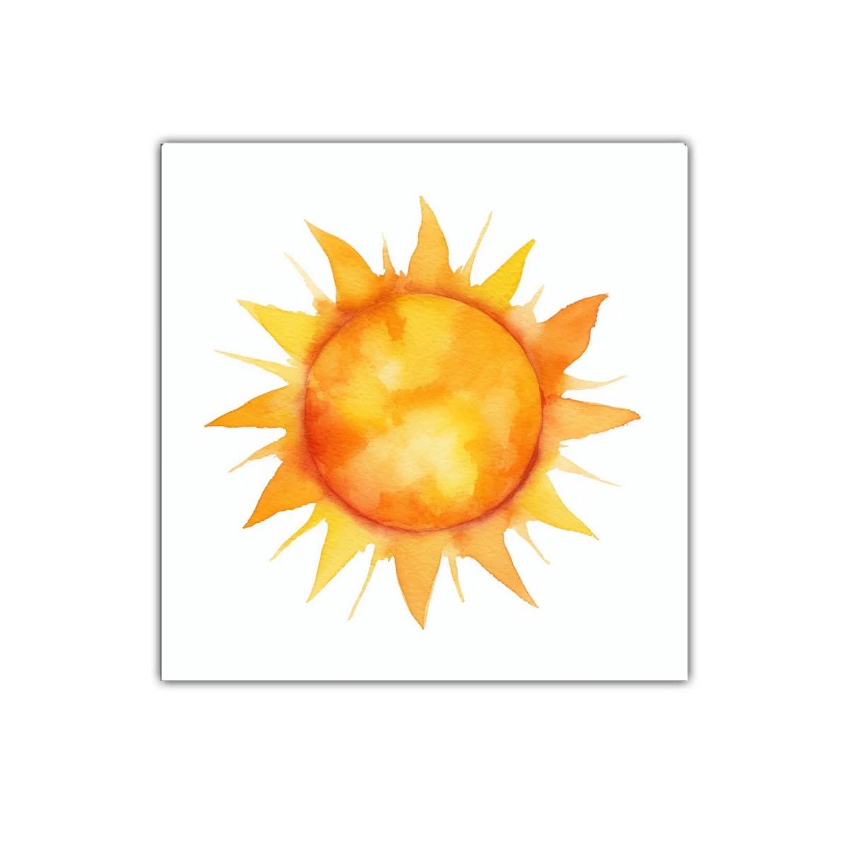 Cuadro decorativo con sol vibrante en tonos cálidos — imagen principal