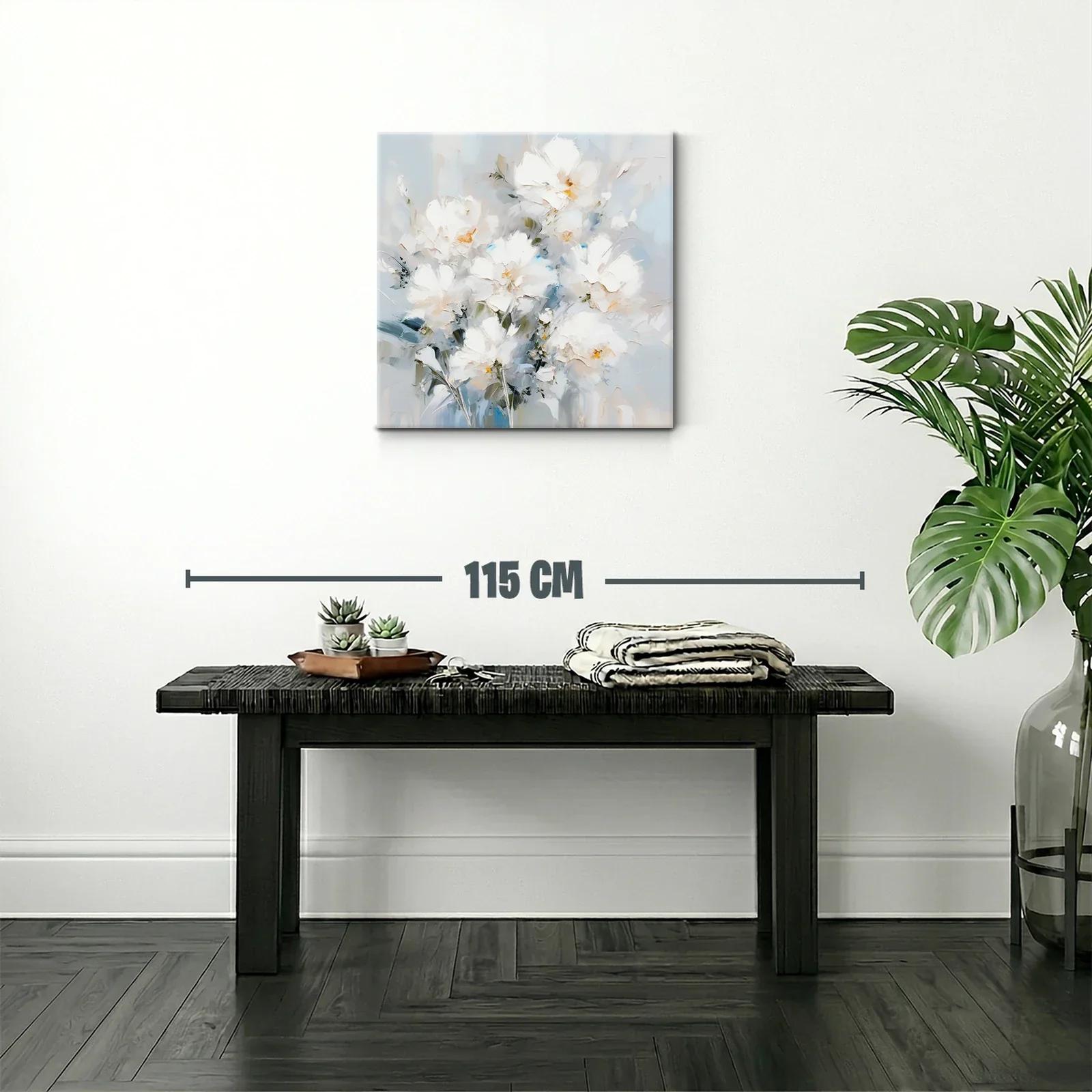 Cuadro floral blanco con toques suaves azules y verdes — miniatura 2