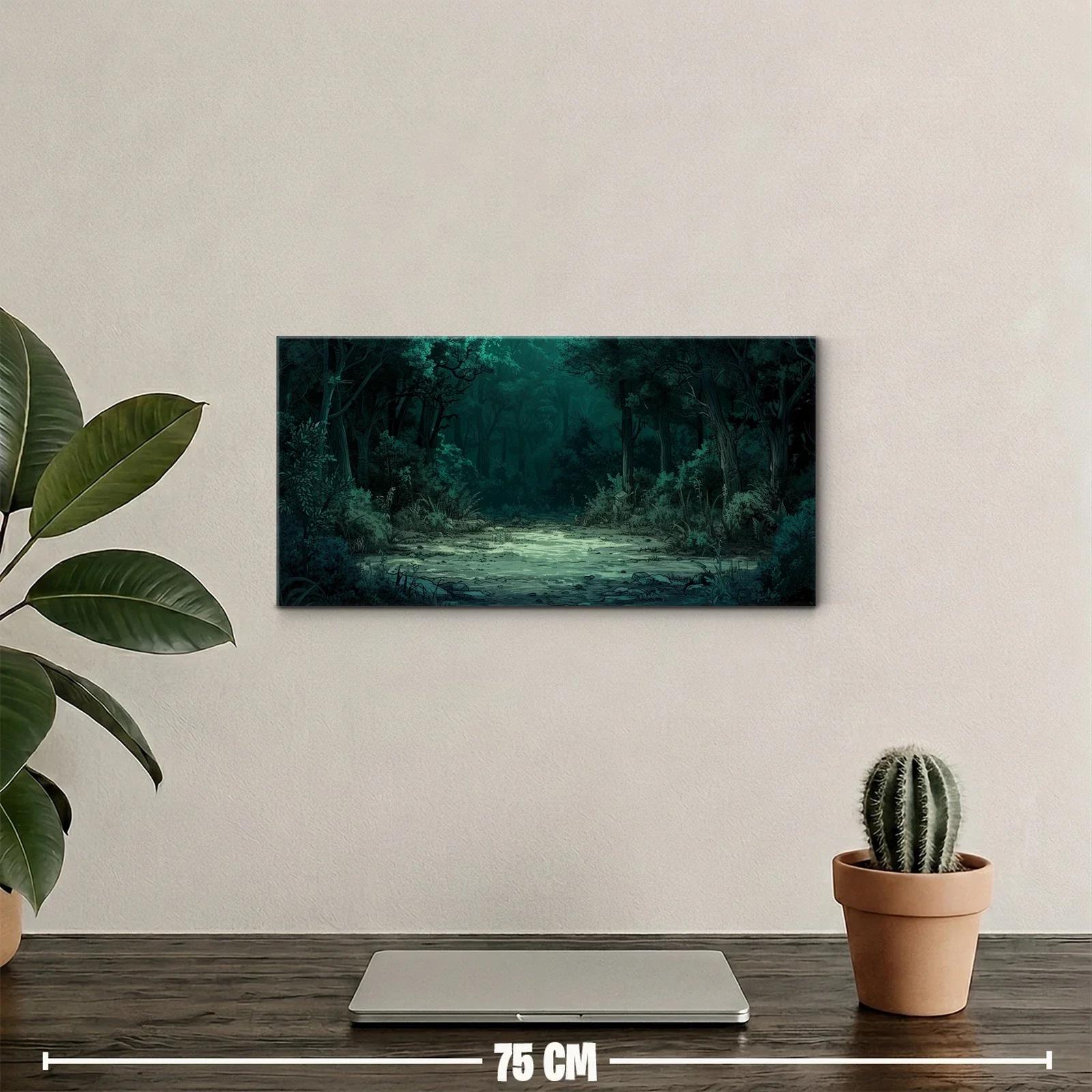 Cuadro sendero en el bosque con suelo iluminado — miniatura 2