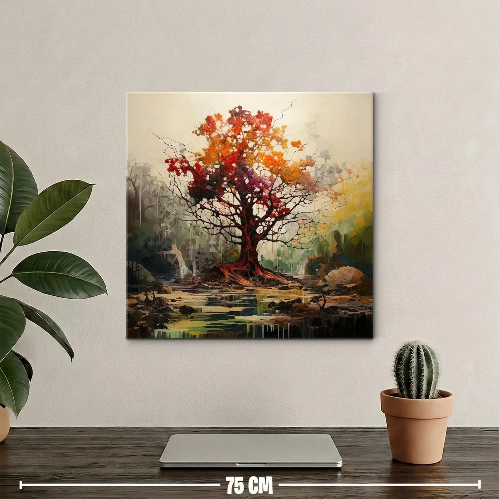 Árbol vibrante con tonos otoñales en paisaje sereno — miniatura 2
