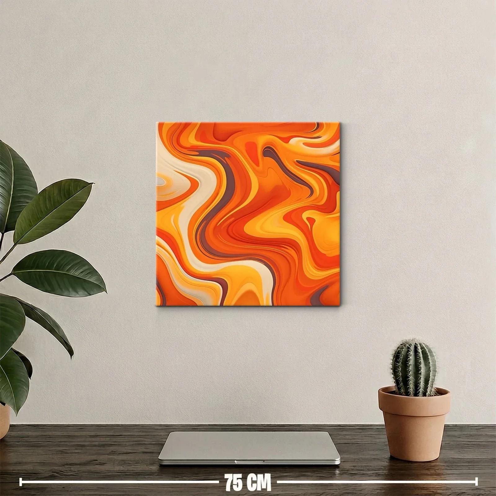 Cuadro abstracto con vibrantes tonos cálidos y formas fluidas — miniatura 2