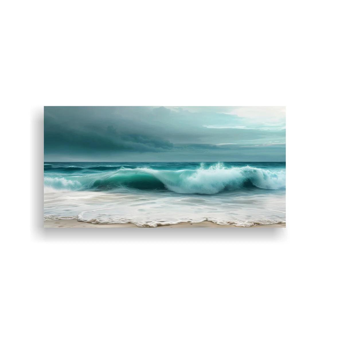 Cuadro ola del mar con arena húmeda
