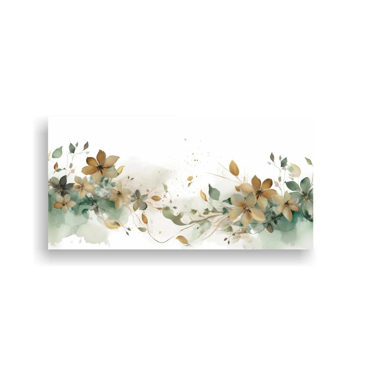 Cuadro flores beige en acuarela con ramas ligeras