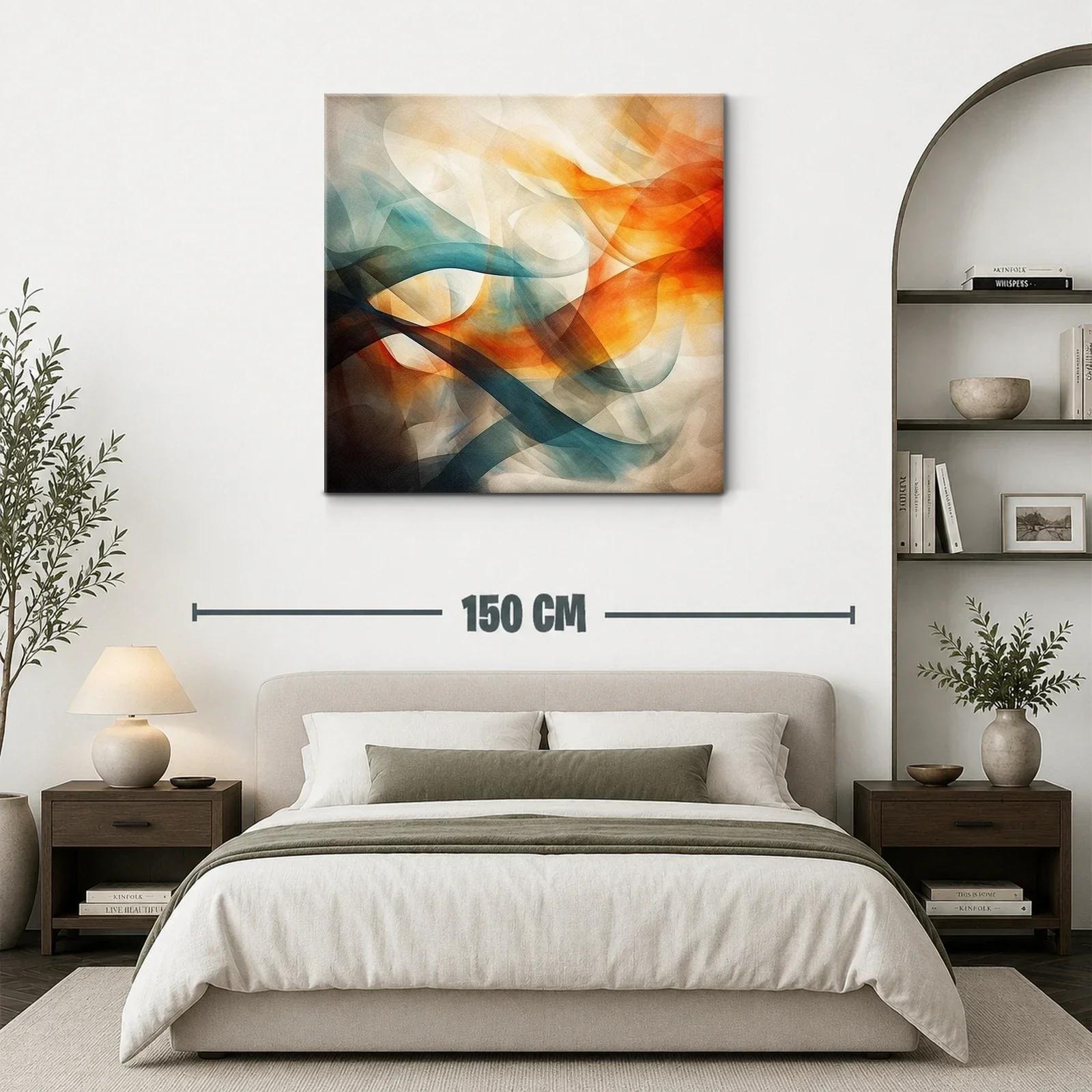 Composición abstracta con tonos cálidos y fríos fluidos — miniatura 3