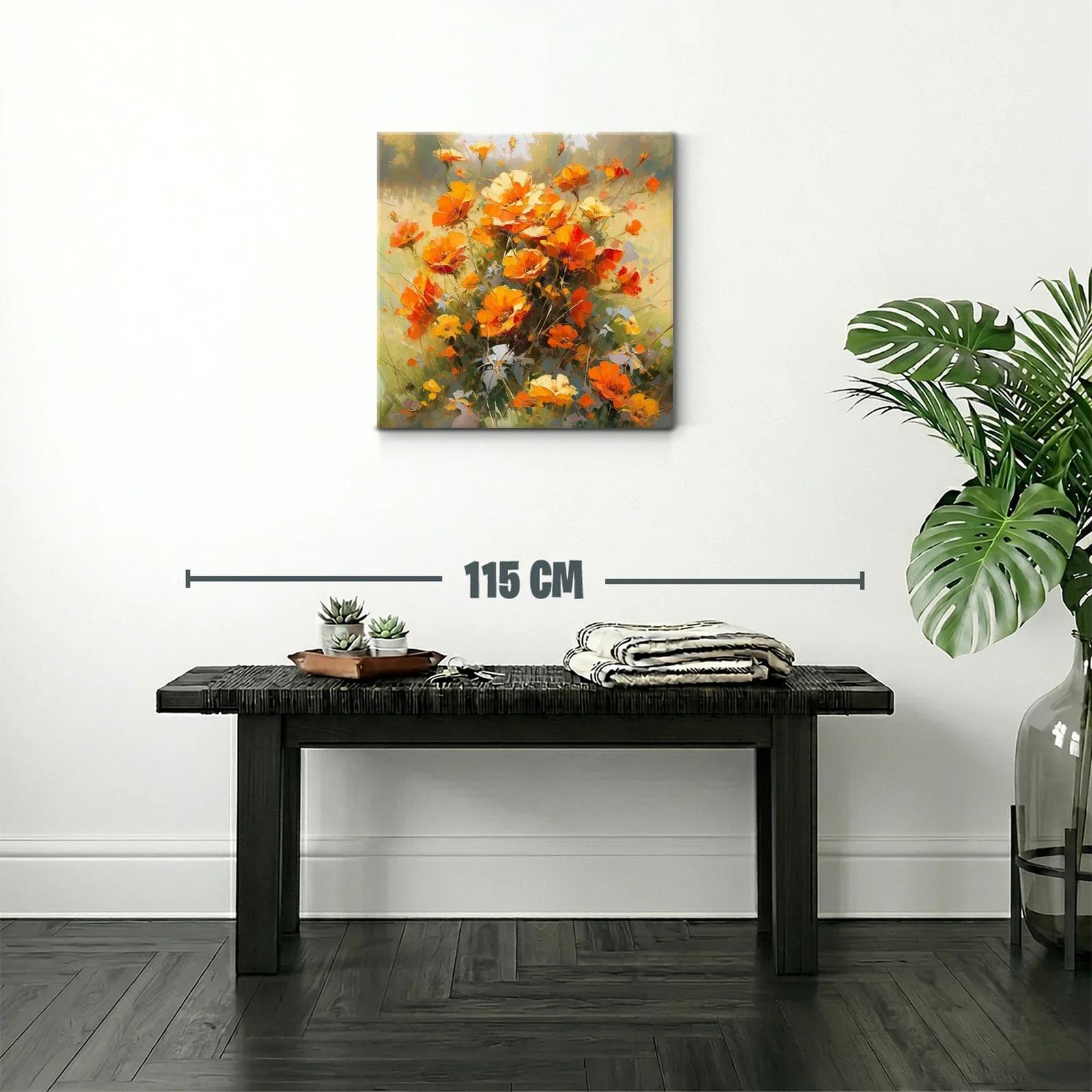 Cuadro floral con vibrantes tonos naranjas y amarillos — miniatura 2