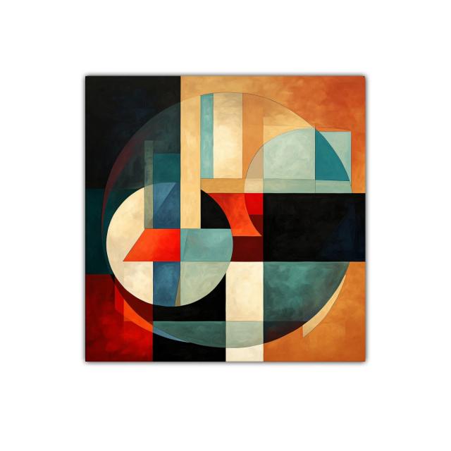 Arte abstracto geométrico con vibrantes tonos cálidos y fríos