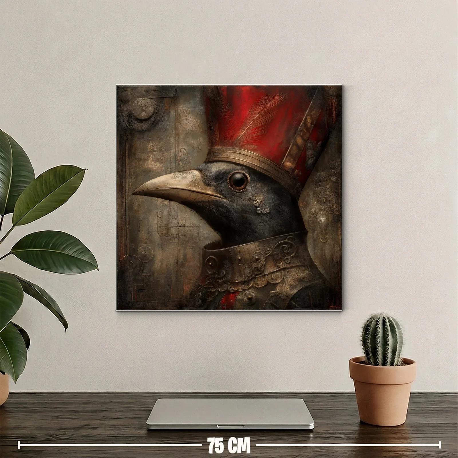 Retrato de ave con tocado y armadura en tonos cálidos — miniatura 2