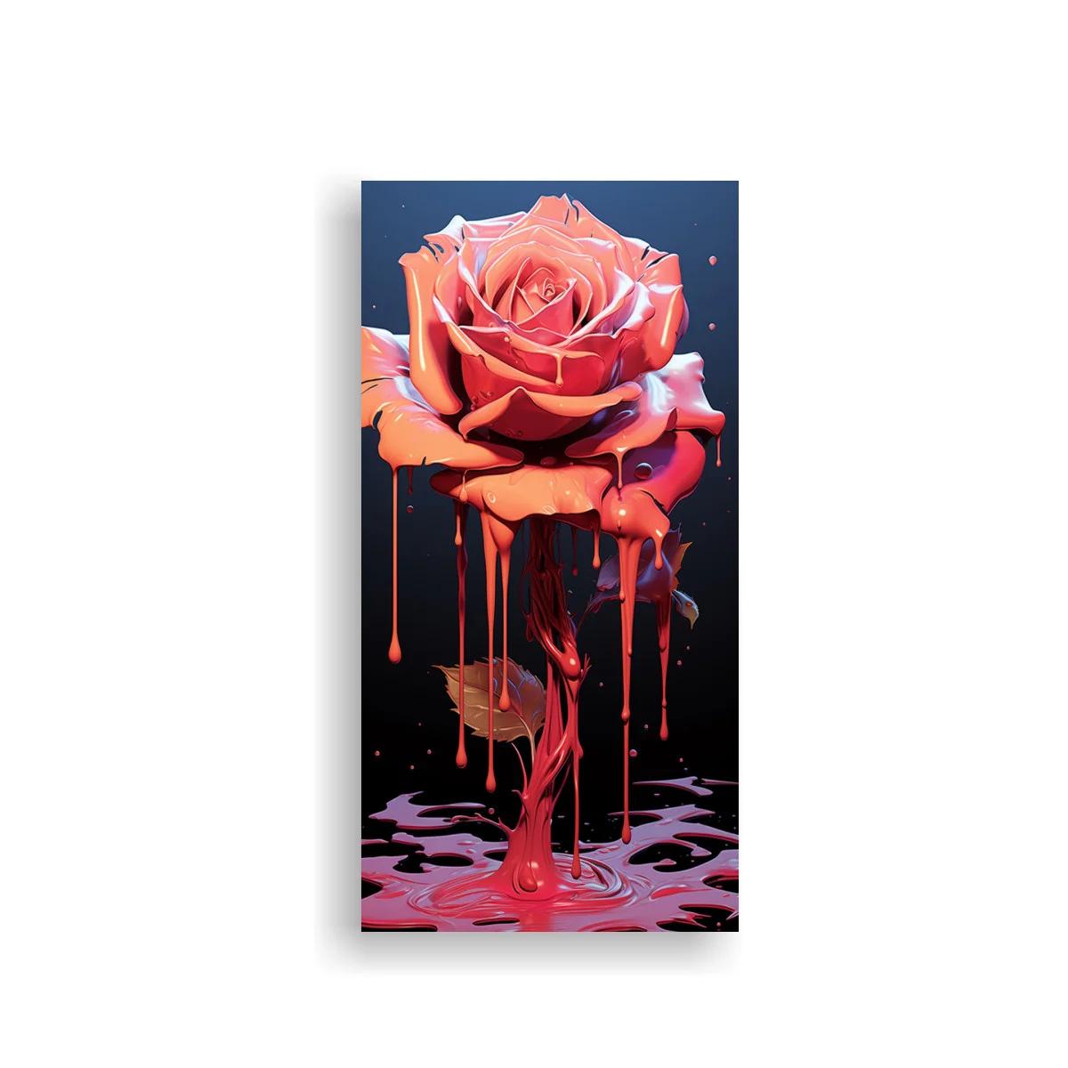 Cuadro rosa coral goteando con efecto derretido
