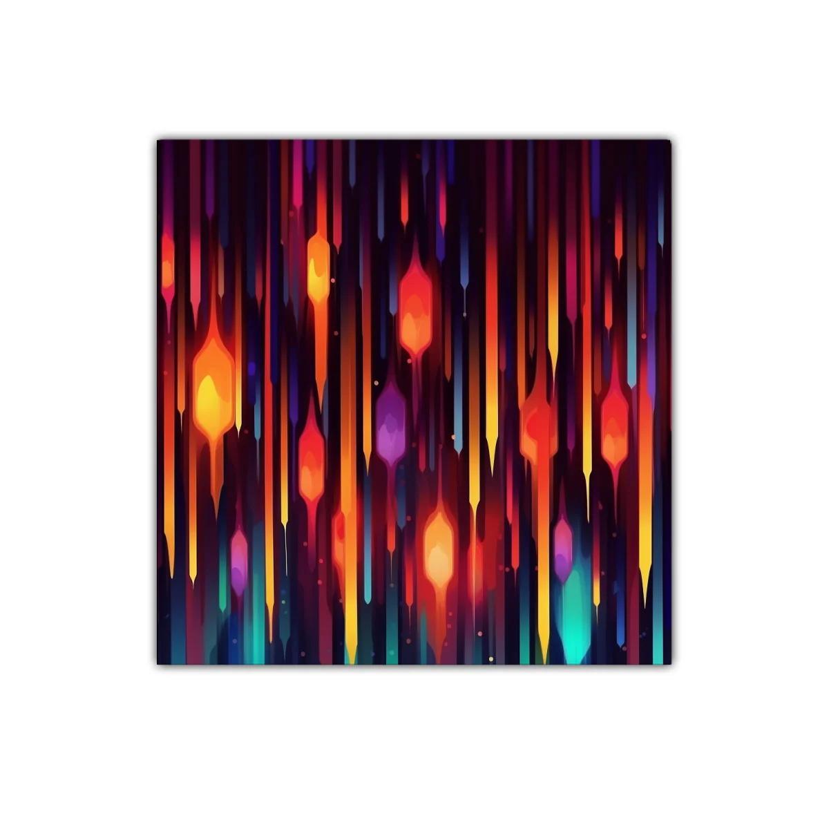 Cuadro decorativo con líneas verticales en tonos cálidos y fríos — imagen principal