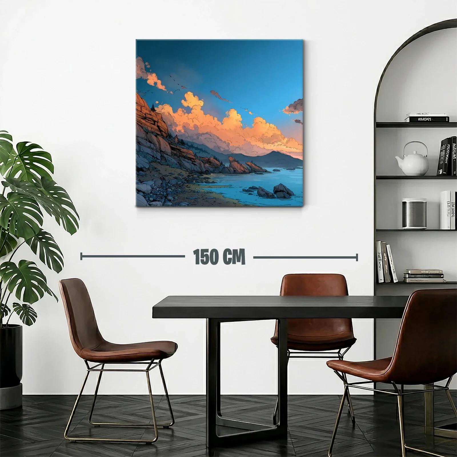 Paisaje costero con rocas y nubes al atardecer — miniatura 2