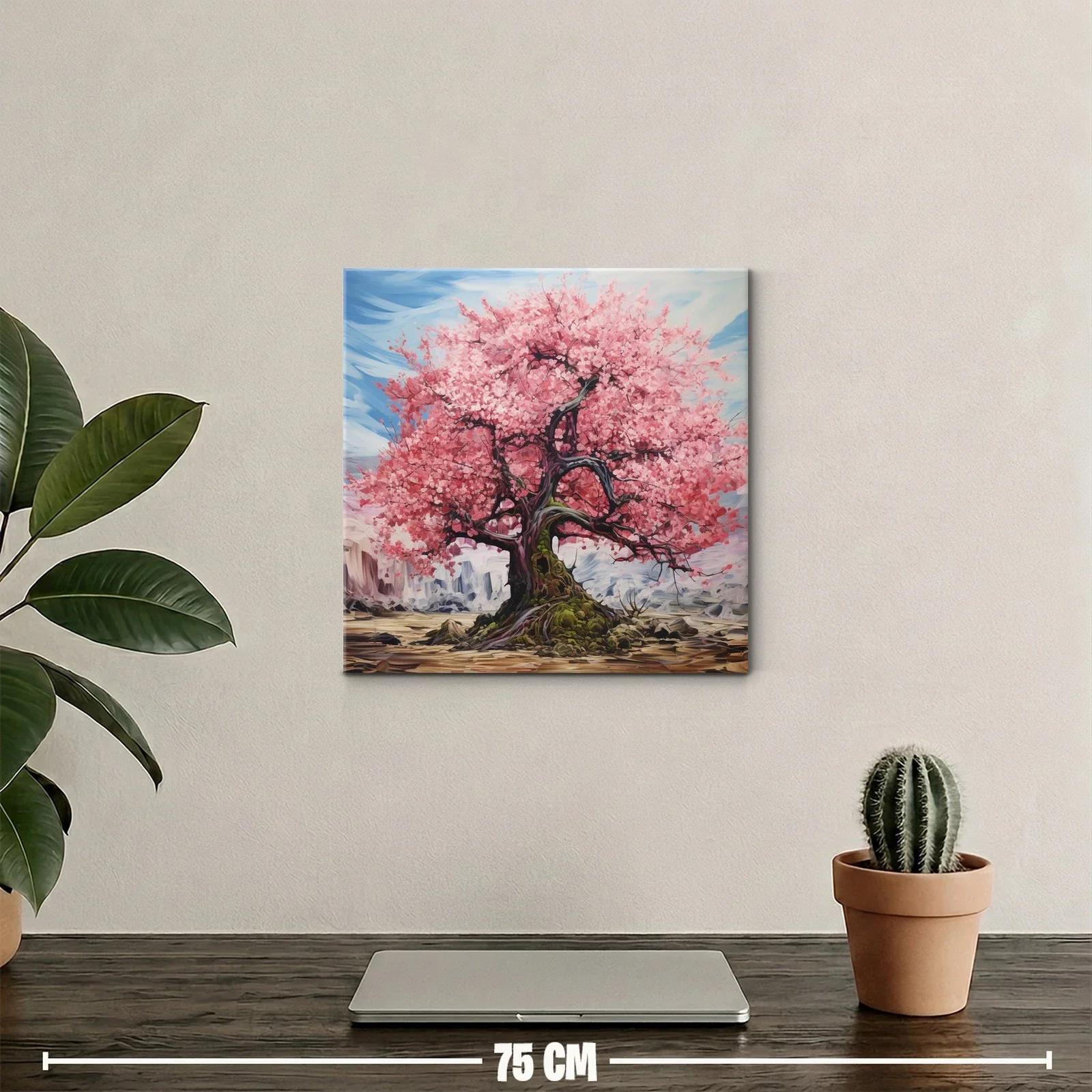 Árbol de Cerezo en Flor sobre Paisaje Montañoso — miniatura 2