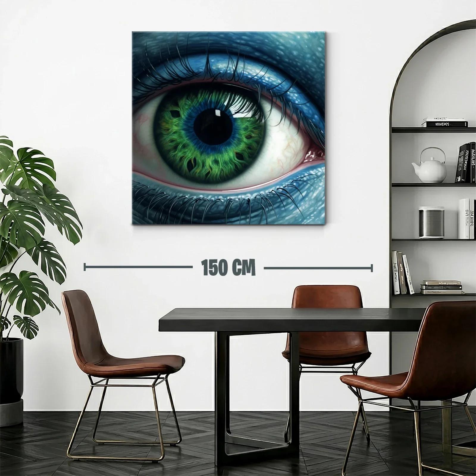 Impactante cuadro con ojo verde y azul en detalle extremo — miniatura 2