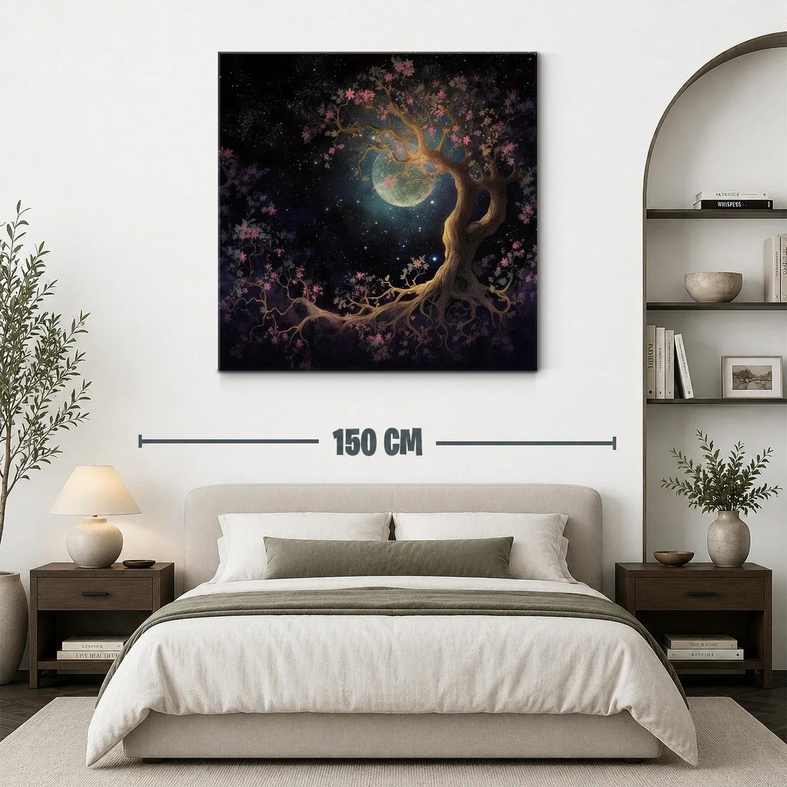 Árbol mágico bajo la luna en un cielo estrellado — miniatura 3
