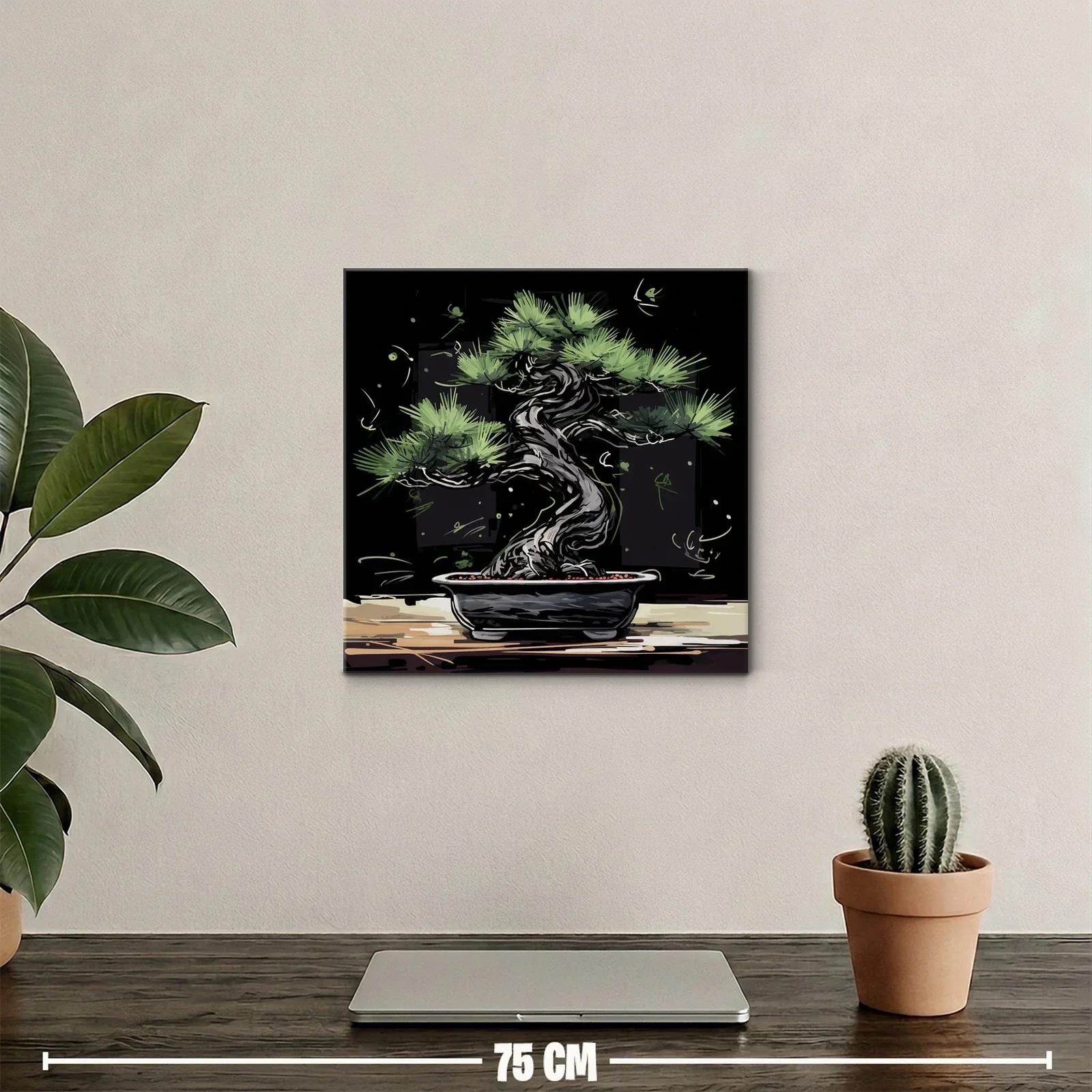 Bonsái elegante con tonos verdes y negros — miniatura 2