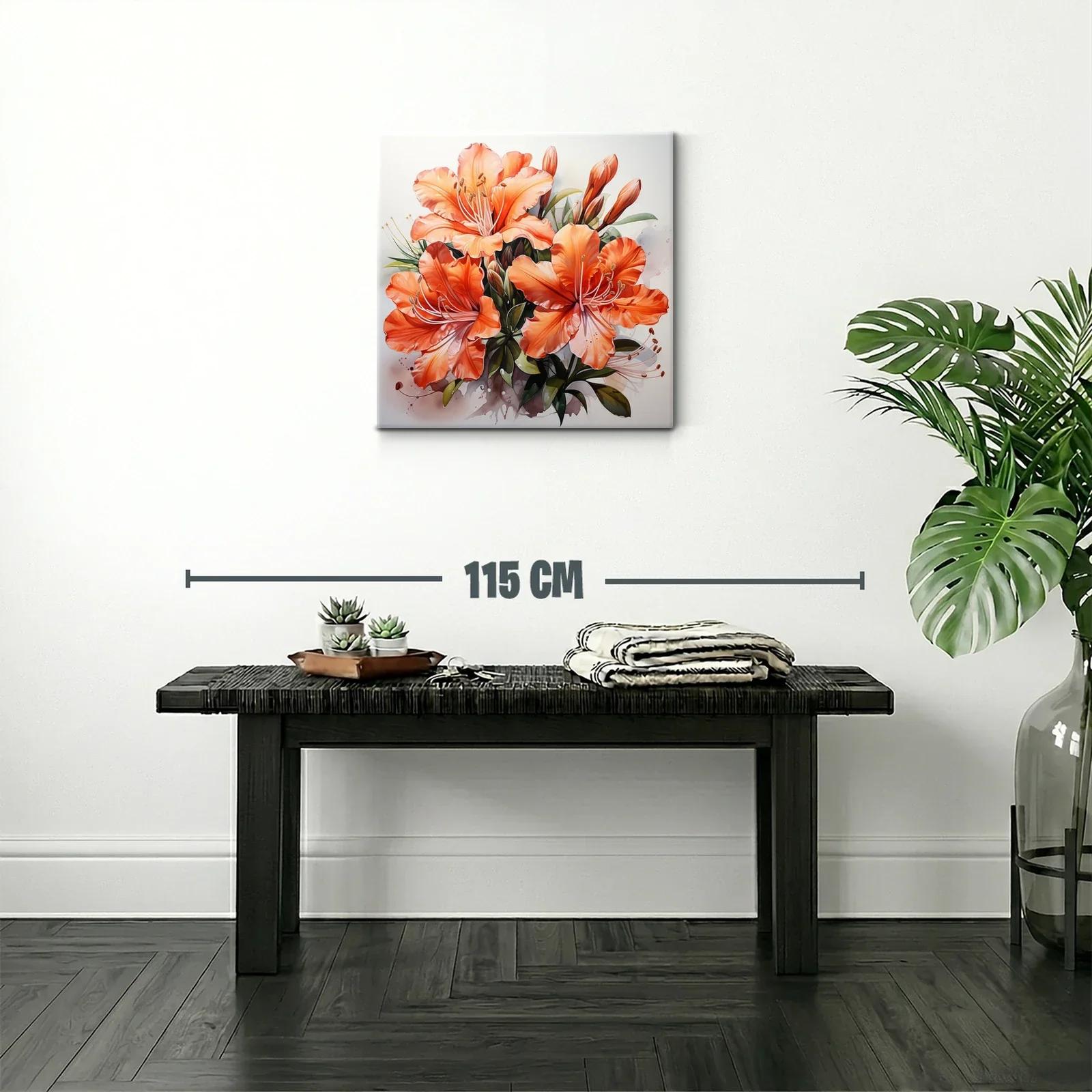 Impactante cuadro de flores naranja brillante — miniatura 2