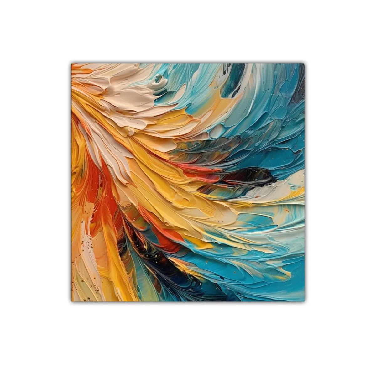 Cuadro abstracto con vibrantes trazos en tonos cálidos y fríos — imagen principal